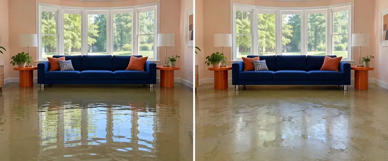 Water Extraction in Cedar Hill — matched living room before and after water pickup
